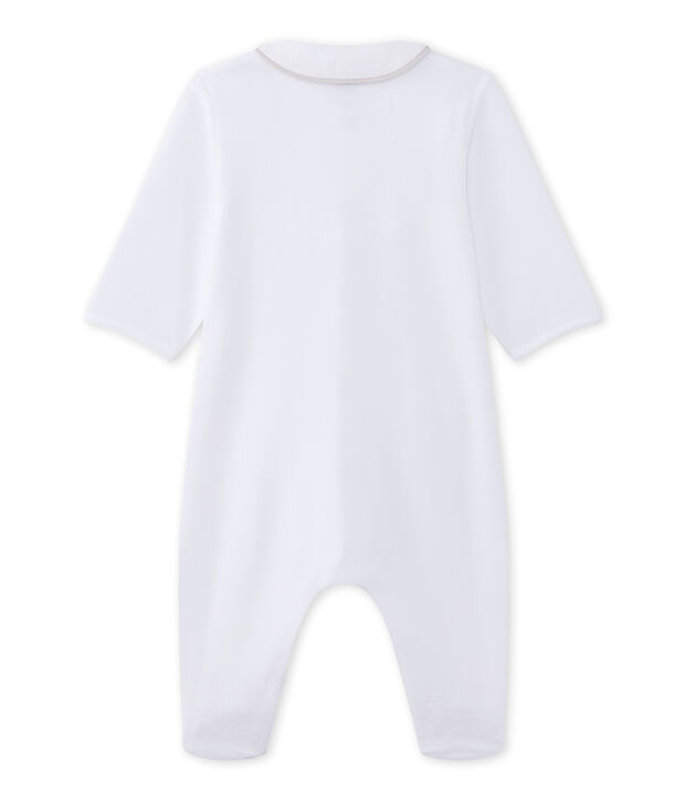 Pijama para beb&eacute; en terciopelo blanco