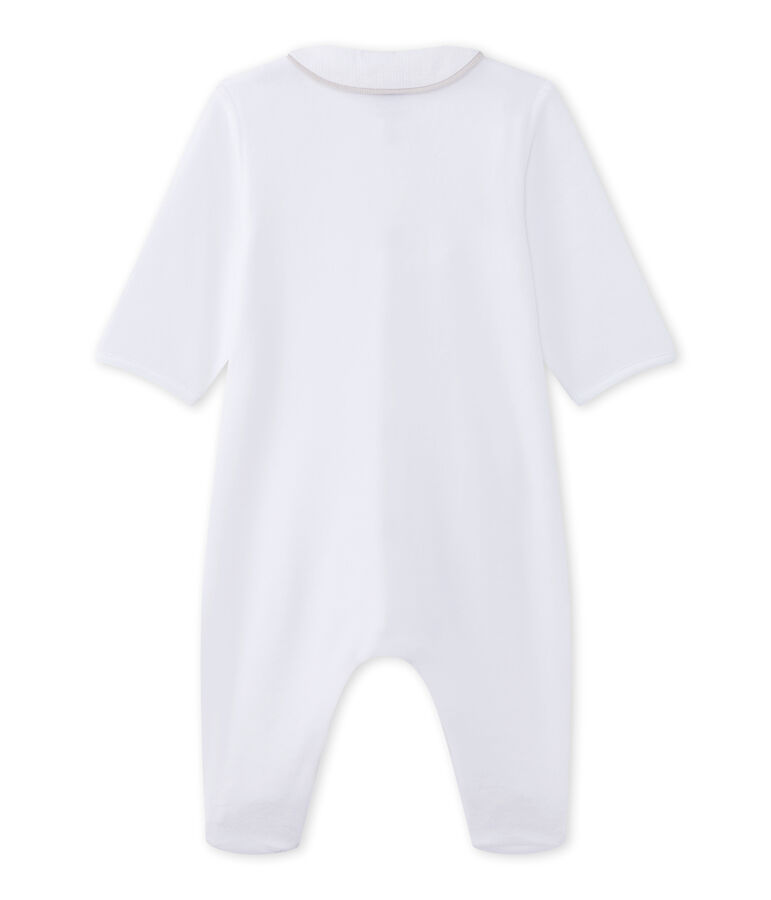 Pijama para beb&eacute; en terciopelo blanco