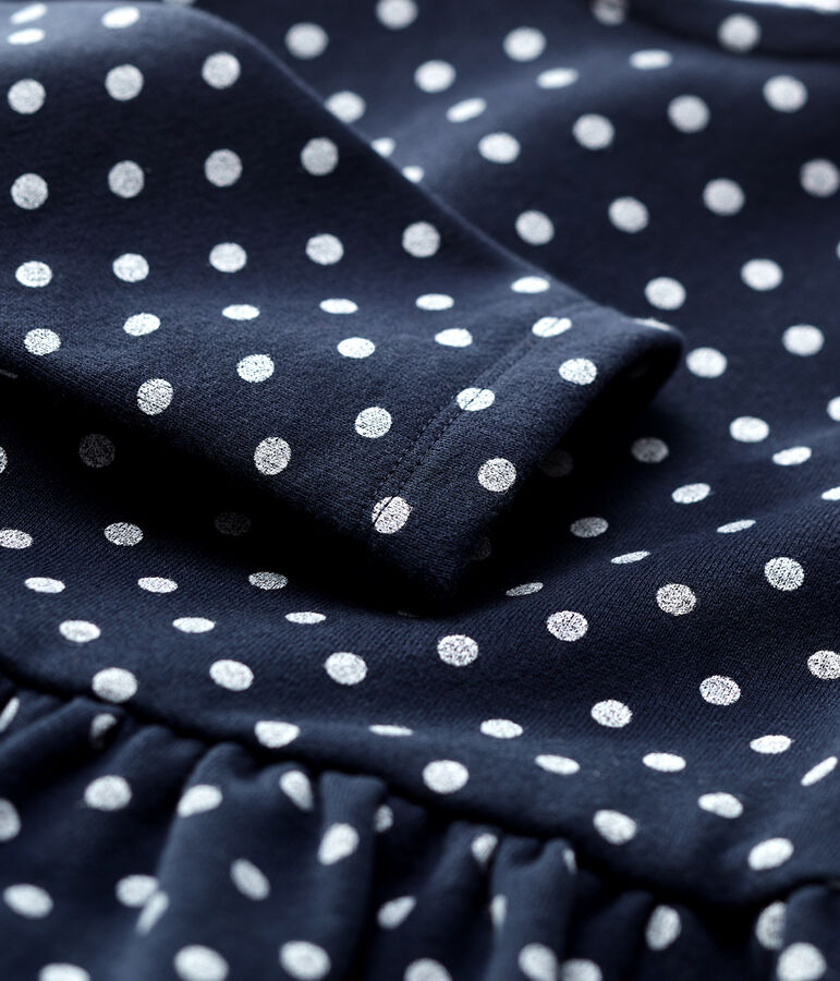 Vestido de manga larga de mulet&oacute;n de ni&ntilde;a azul SMOKING/blanco MARSHMALLOW