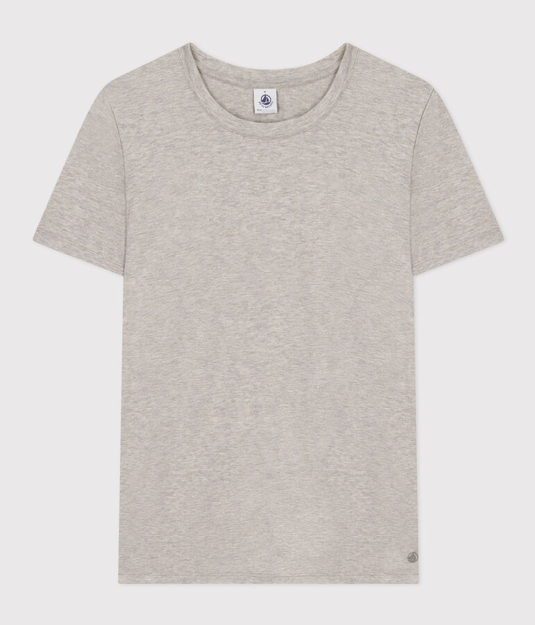 Camiseta LA RECTA de algod&oacute;n con cuello redondo para mujer gris