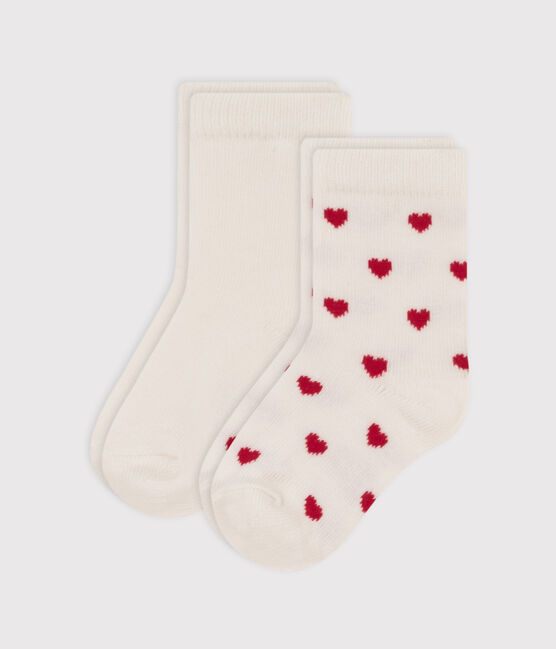 Juego de 2 pares de calcetines de punto de algodón con corazones para bebé variante 1
