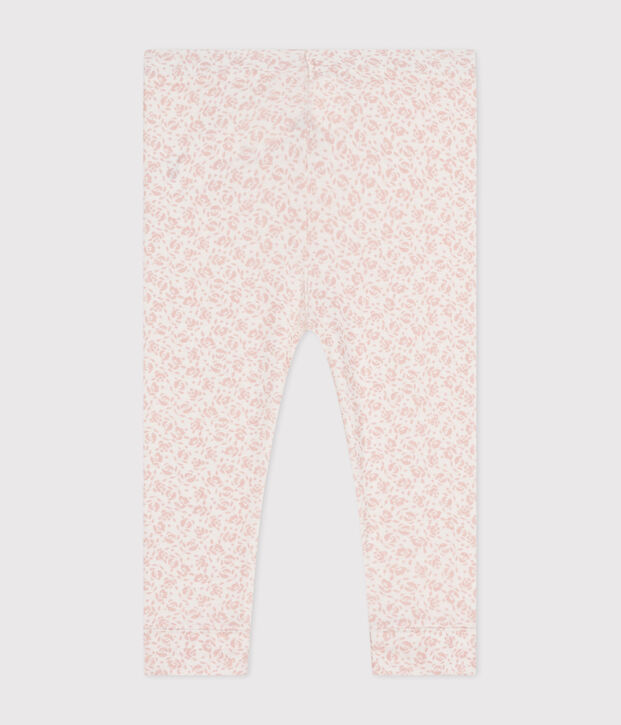 Mallas de algod&oacute;n estampado para beb&eacute; blanco/rosa