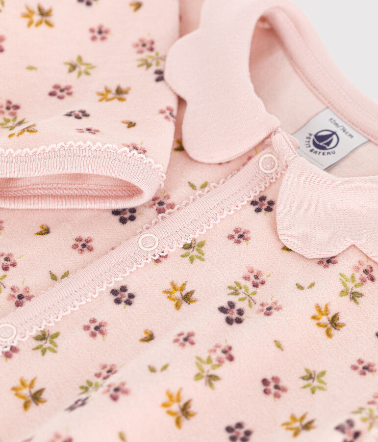 Pijama de terciopelo con estampado de flores para beb&eacute; rosa/multicolor