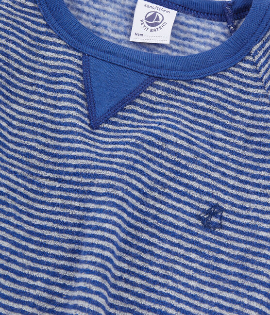 Pijama de rizo picado para niño muy cálido azul MAJOR/gris SUBWAY