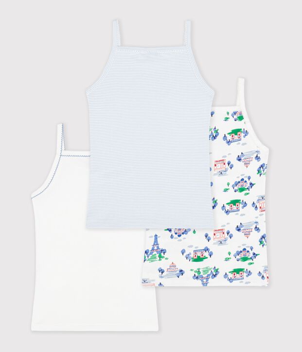 Juego de camisetas infantiles de tirantes de algod&oacute;n con estampado de Par&iacute;s multicolor
