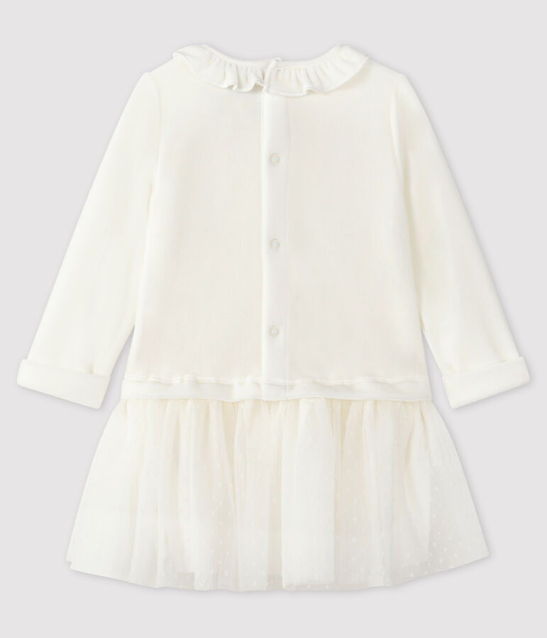 Vestido de manga larga para beb&eacute; ni&ntilde;a blanco