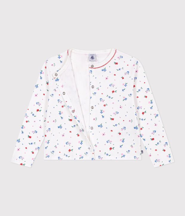 C&aacute;rdigan infantil de algod&oacute;n con estampado de flores blanco/multicolor