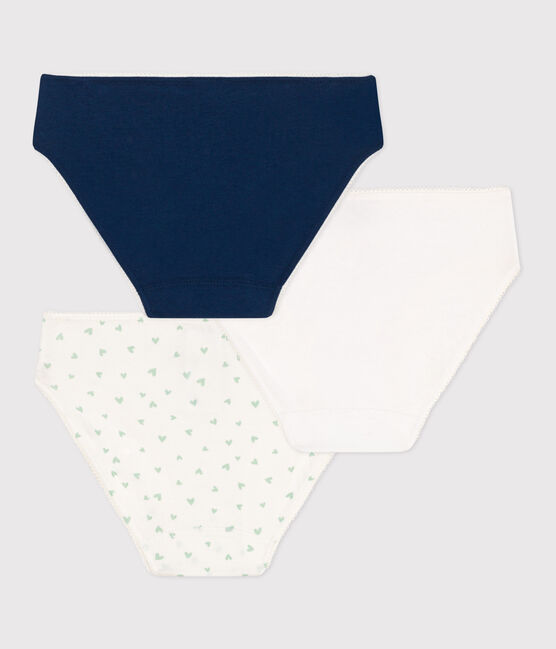 Juego de 3 braguitas infantiles de algodón y elastano con estampado de corazones variante 1