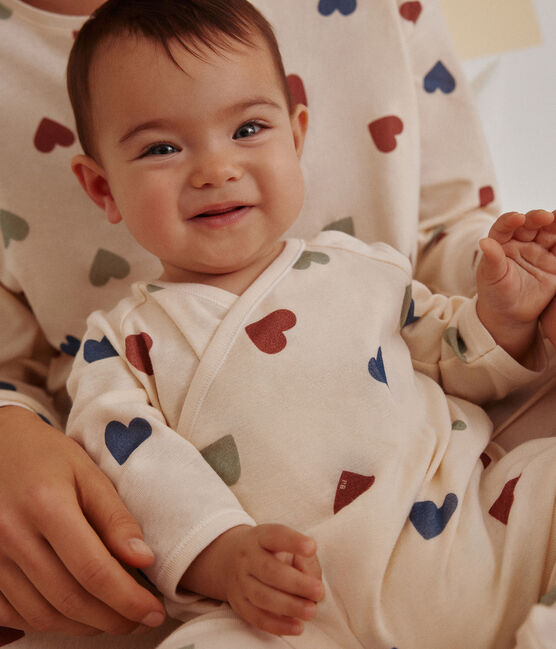 Pijama de algodón con corazones para bebé blanco AVALANCHE/ MULTICO
