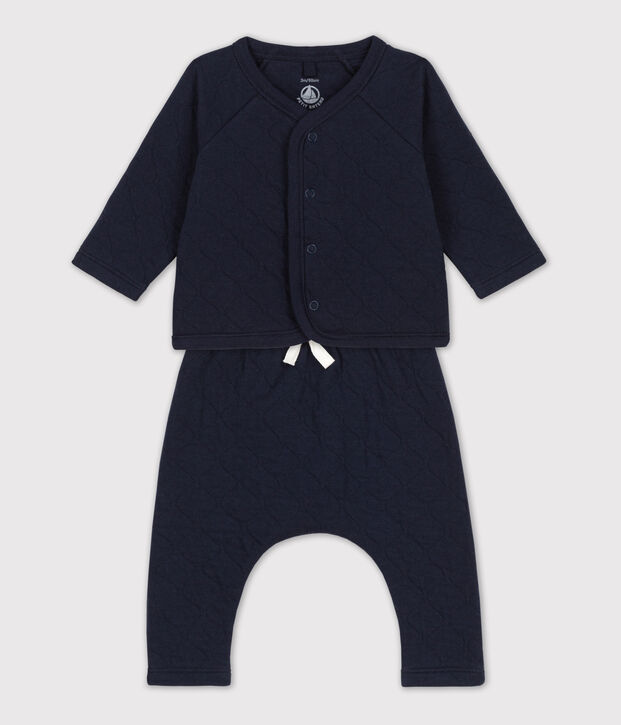 Conjunto de 2 piezas de algod&oacute;n acolchado para beb&eacute; azul