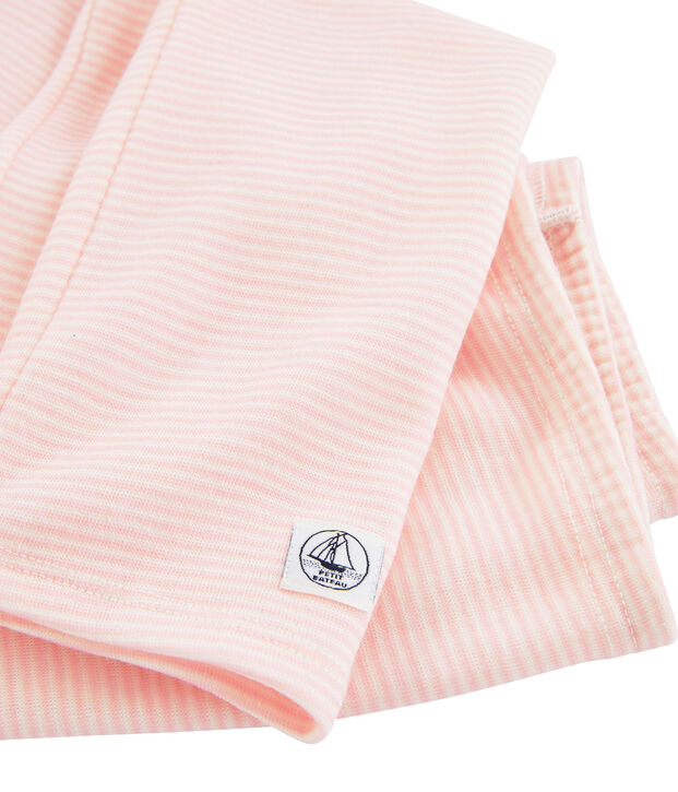 Leggings infantiles de lana y algod&oacute;n rosa/blanco