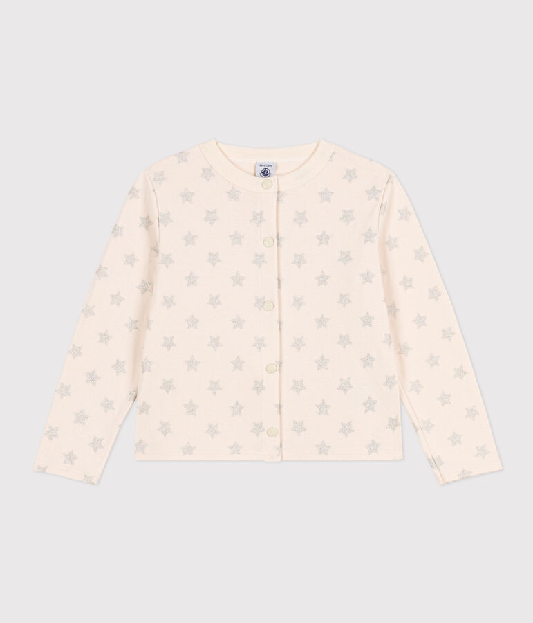 C&aacute;rdigan de t&uacute;bico estampado para ni&ntilde;a crudo/gris