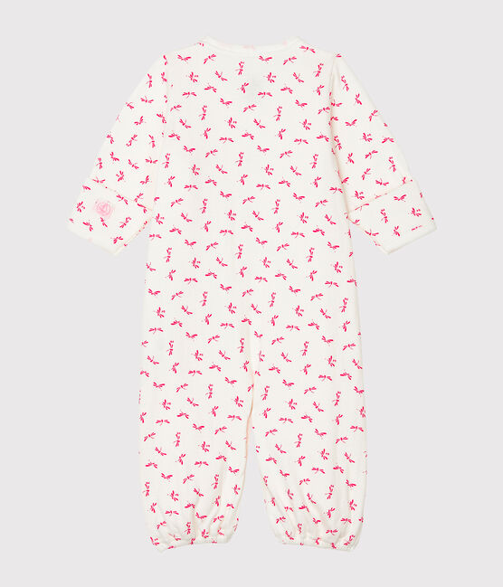 Mono-saco para bebé de punto blanco MARSHMALLOW/rosa GROSEILLER