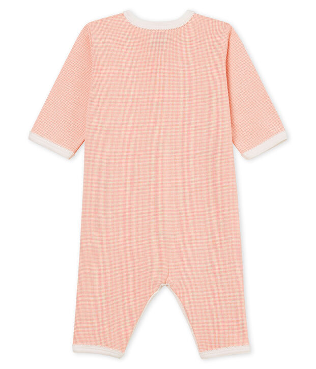 Pelele de punto para beb&eacute; ni&ntilde;a rosa/blanco