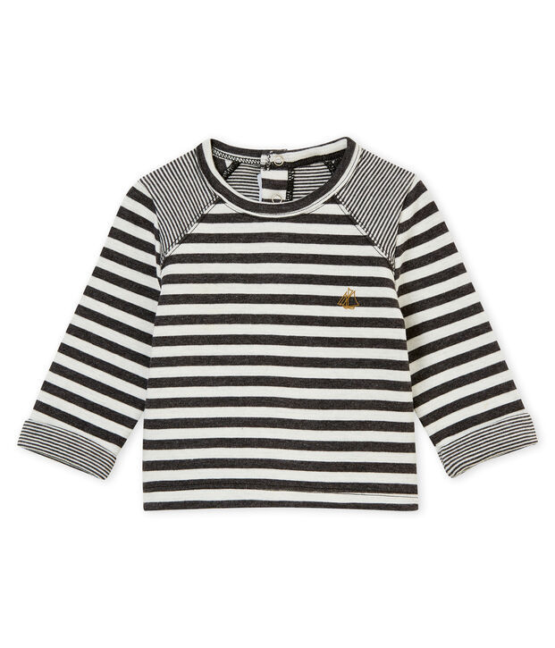 Camiseta a rayas para beb&eacute; ni&ntilde;o gris/blanco