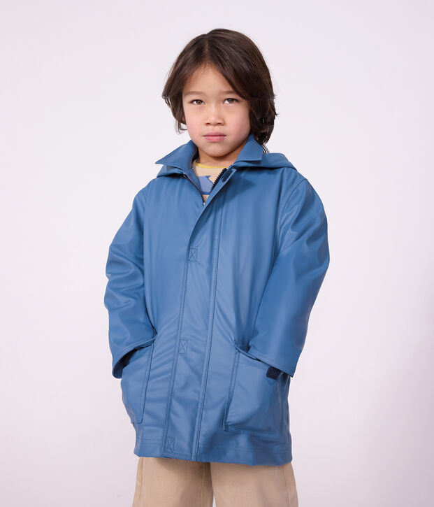 Chubasquero ic&oacute;nico liso infantil azul