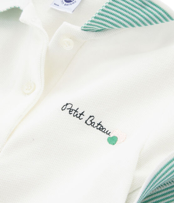 Polo manga corta infantil para niña blanco MARSHMALLOW