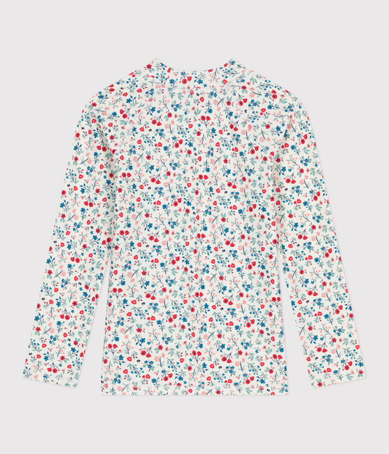 Camiseta infantil de baño anti-UV de manga larga con flores blanco MARSHMALLOW/blanco MULTICO