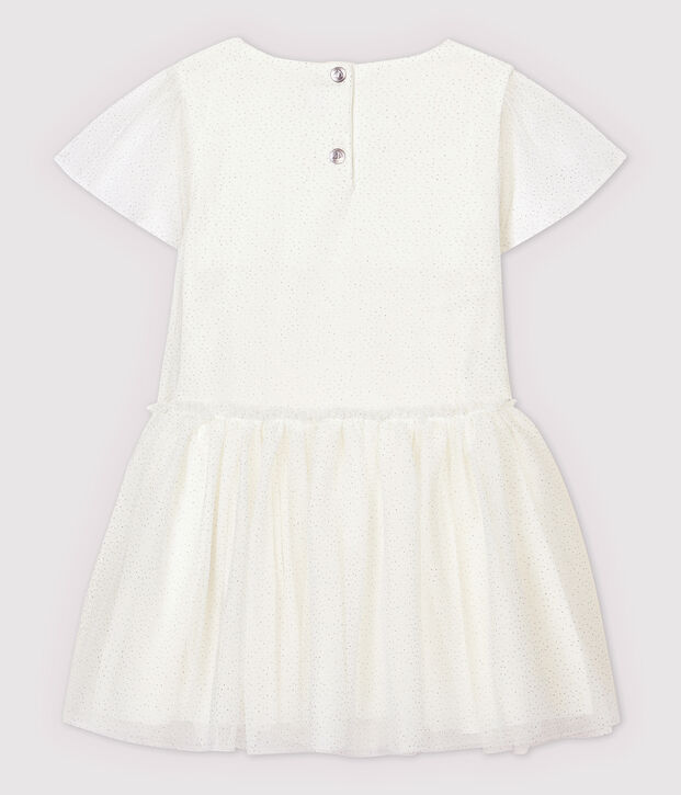 Vestido de celebraci&oacute;n de tul de ni&ntilde;a blanco/gris