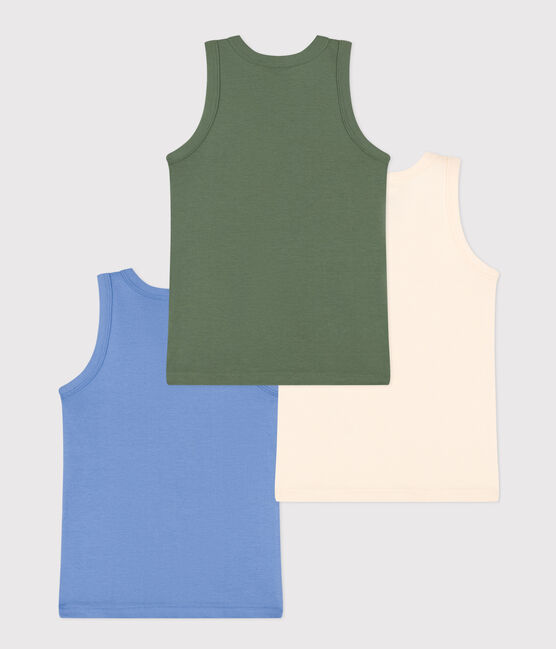 Juego de 3 camisetas infantiles lisas de algodón sin mangas variante 1