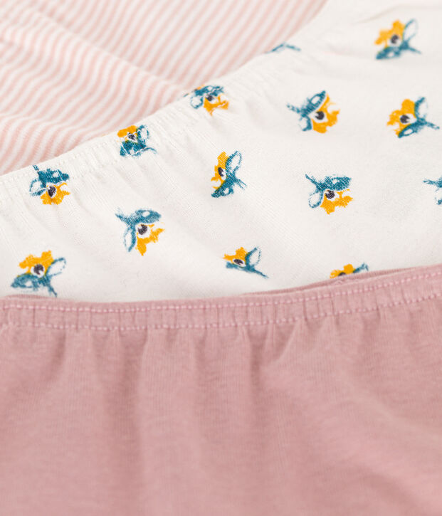 Juego de 3 culottes de algod&oacute;n con flor para ni&ntilde;a multicolor