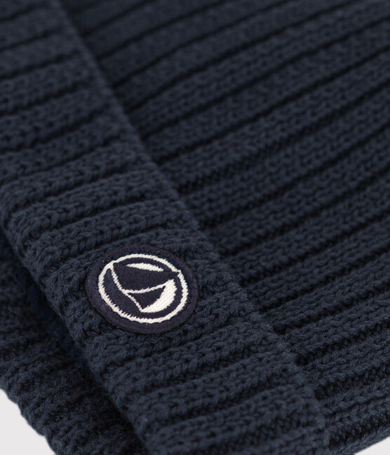 Gorro de punto tricotado con forro polar para bebé azul SMOKING