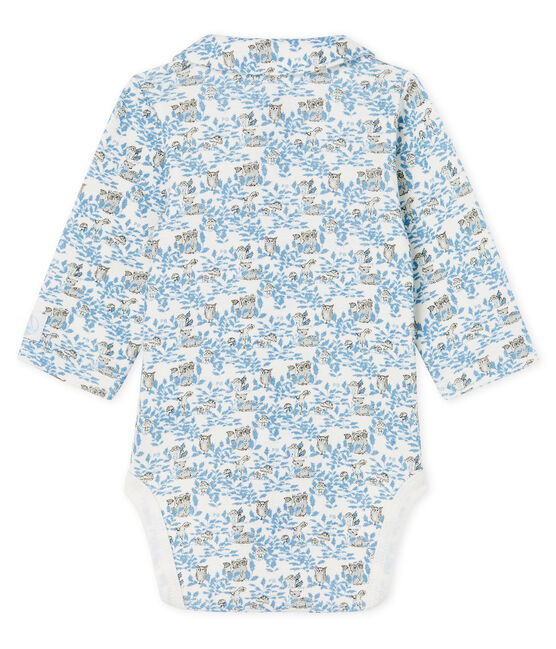Body de nacimiento manga larga para bebé niño de punto blanco MARSHMALLOW/azul TOUDOU/ MULTICO