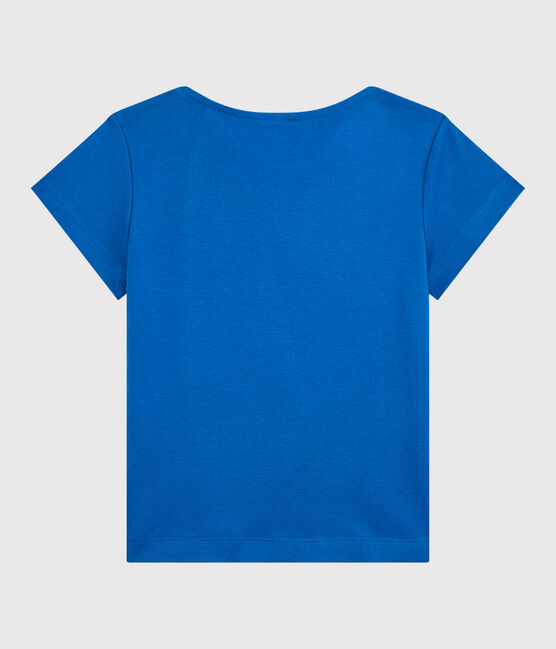 Camiseta de manga corta de algodón orgánico de niña azul DELFT