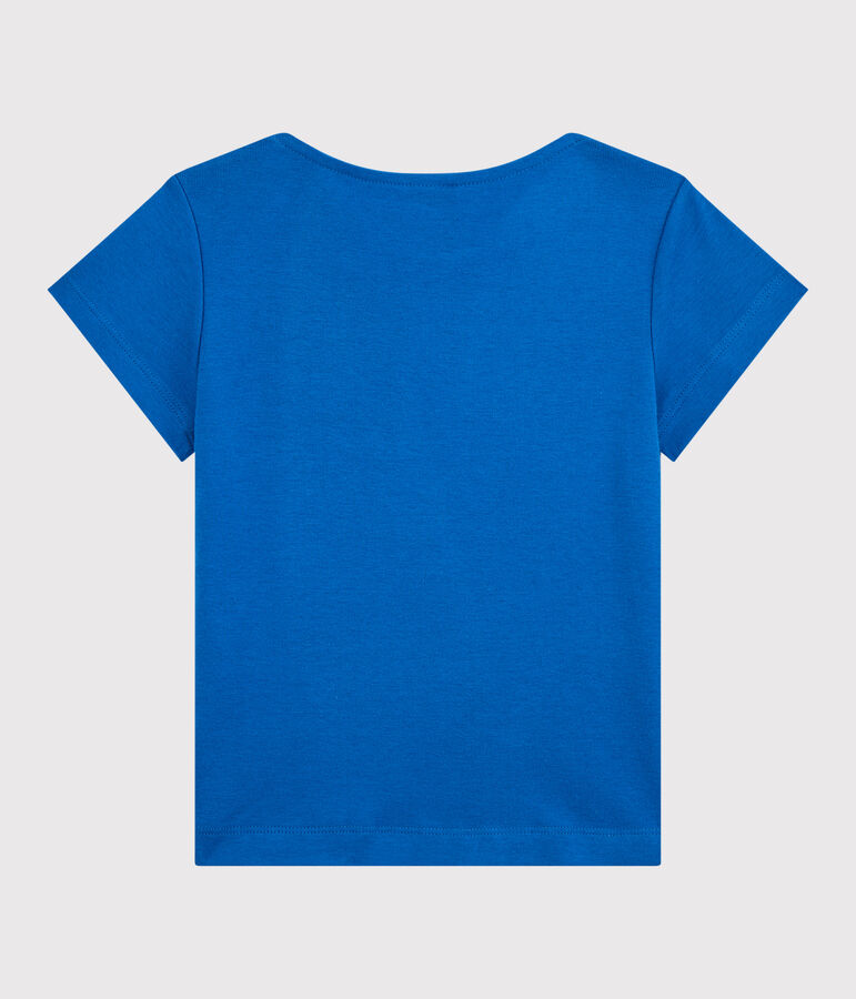 Camiseta de manga corta de algod&oacute;n org&aacute;nico de ni&ntilde;a azul