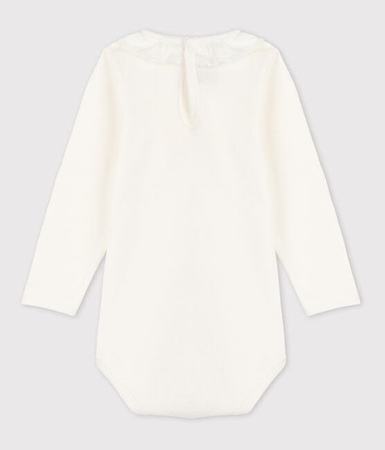 Body de manga larga con cuello de algodón de bebé blanco MARSHMALLOW