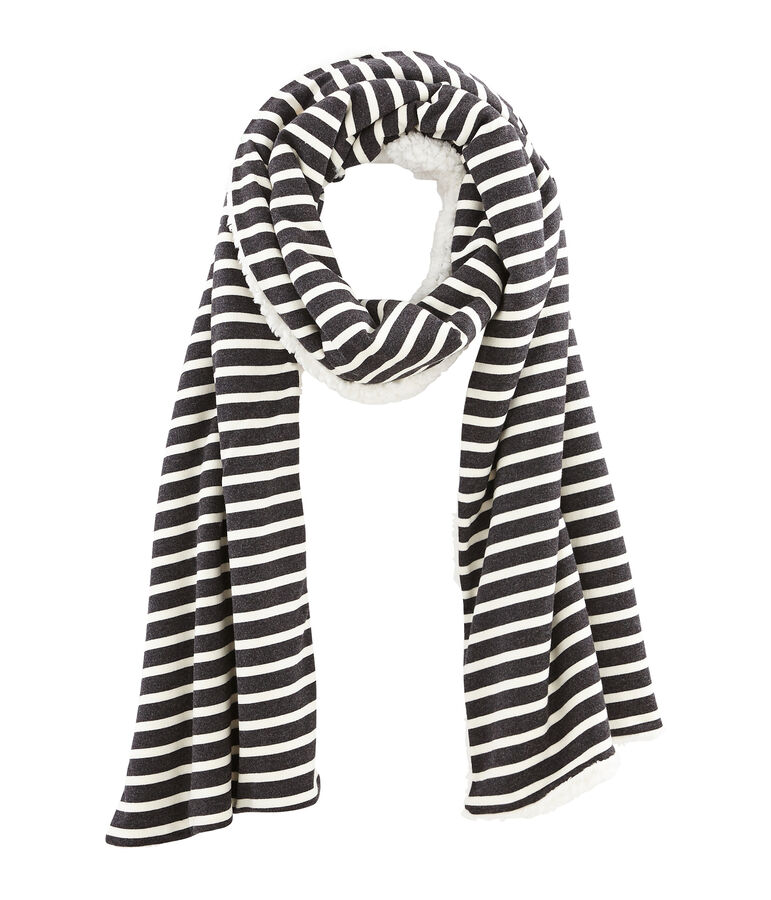 Bufanda reversible de mujer gris/blanco