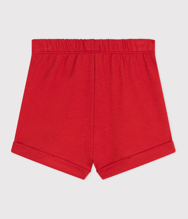 Pantal&oacute;n corto liso de algod&oacute;n para beb&eacute; rojo