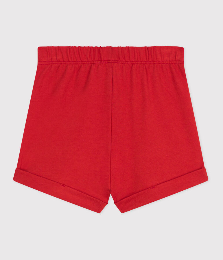 Pantal&oacute;n corto liso de algod&oacute;n para beb&eacute; rojo