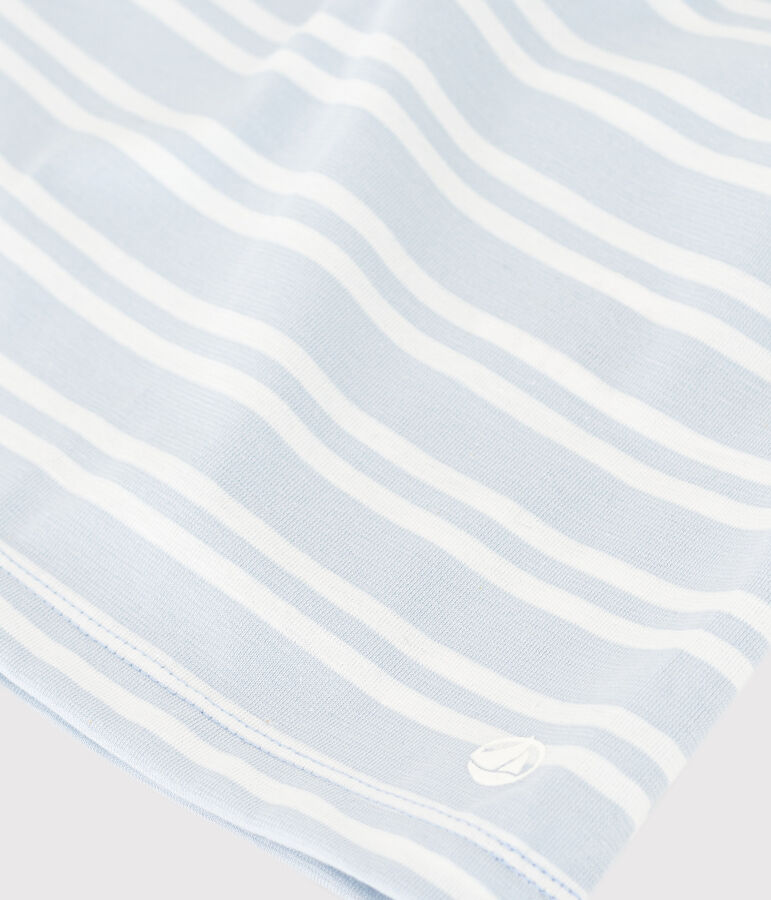 Vestido de manga corta de algod&oacute;n a rayas para ni&ntilde;a azul/blanco