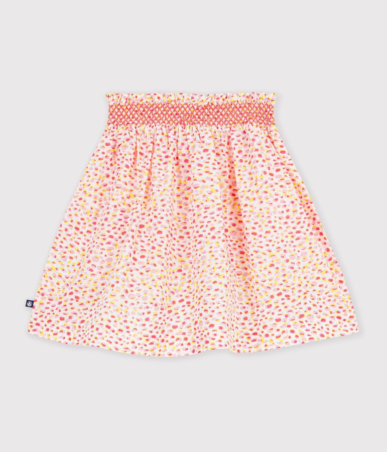 Falda infantil corta de algod&oacute;n con estampado blanco/multicolor