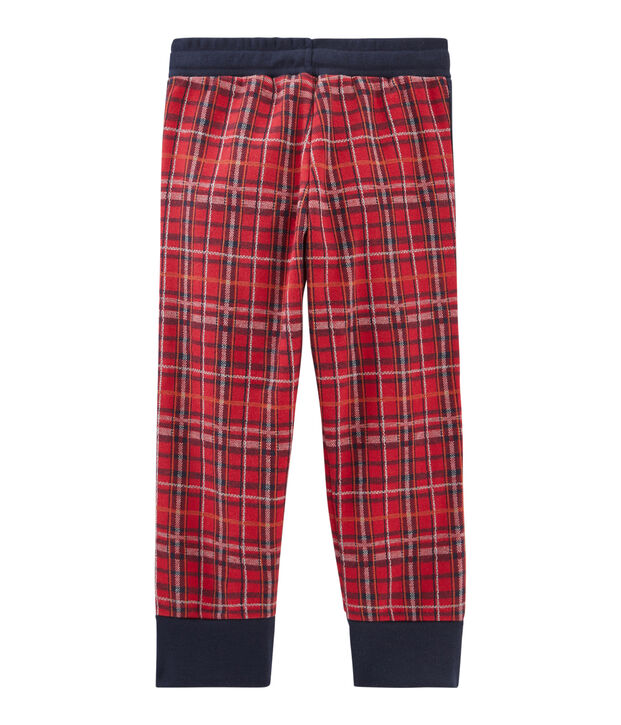 Pantal&oacute;n de malla escocesa para ni&ntilde;o rojo/azul/gris