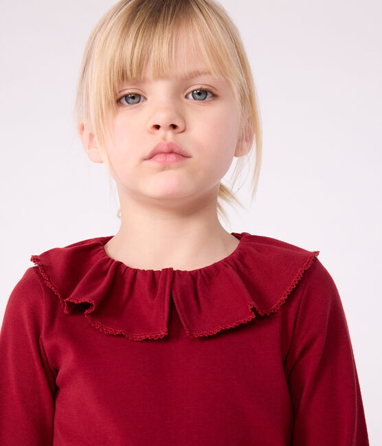Camiseta infantil lisa de algodón de manga larga AMARANTE
