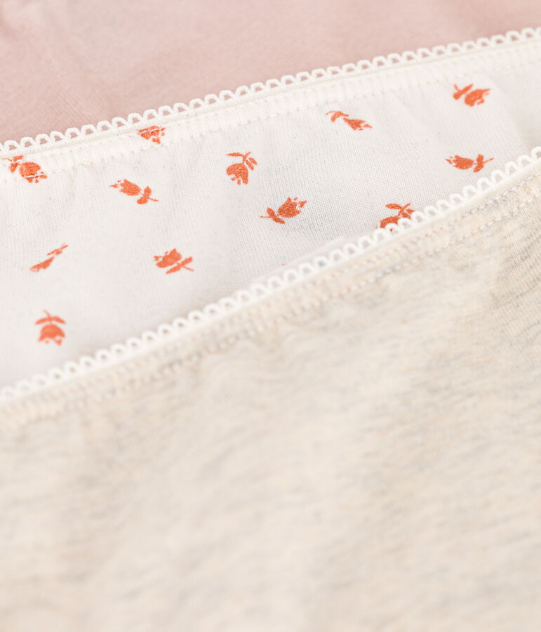 Juego de 3 braguitas de algod&oacute;n y elastano con flor para ni&ntilde;a multicolor