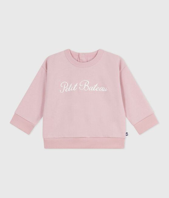 Sudadera de algodón con bordado Petit Bateau para bebé rosa JOLI
