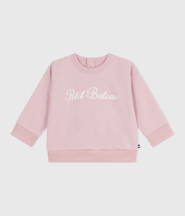 Sudadera de algod&oacute;n con bordado Petit Bateau para beb&eacute; rosa