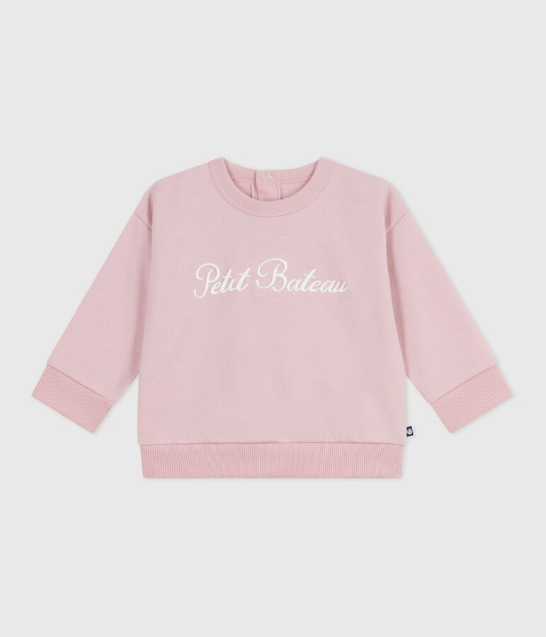 Sudadera de algod&oacute;n con bordado Petit Bateau para beb&eacute; rosa