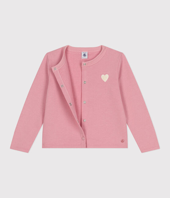 Cárdigan infantil de felpa lisa rosa CHARME