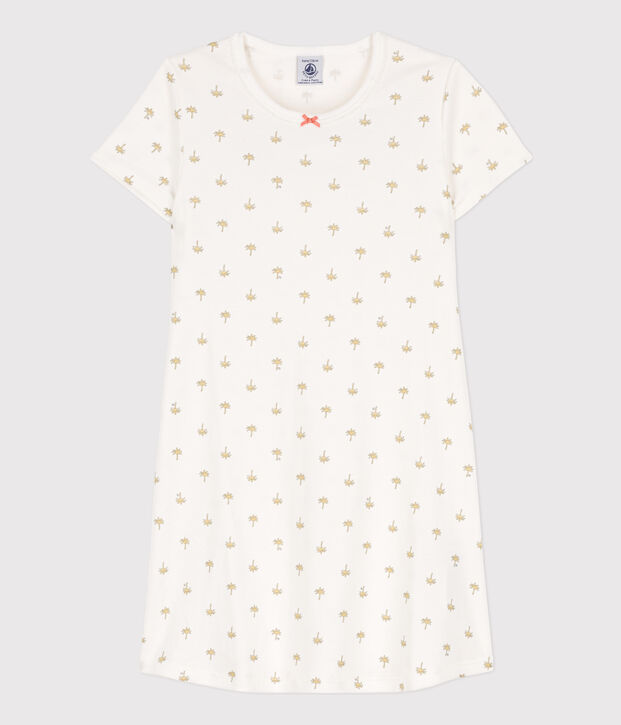 Camis&oacute;n de algod&oacute;n con palmeras para ni&ntilde;a blanco/multicolor