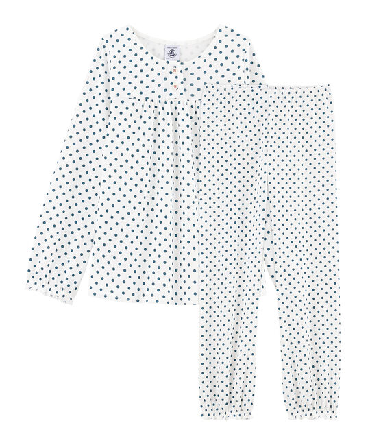 Pijama de punto para niña blanco MARSHMALLOW/azul CONTES