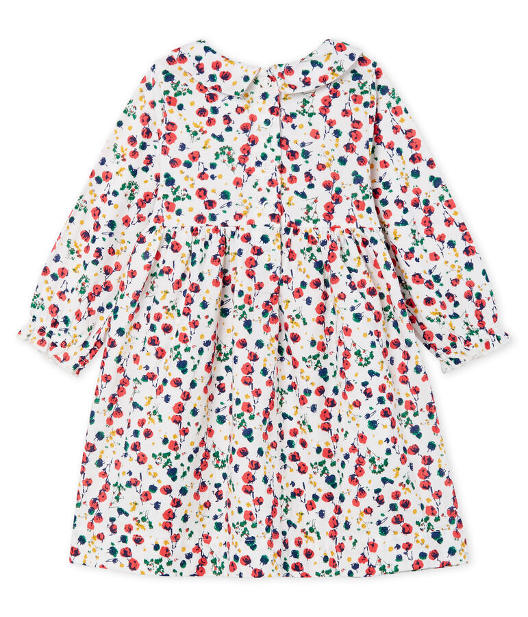 Vestido de manga larga estampado para beb&eacute; ni&ntilde;a blanco/multicolor