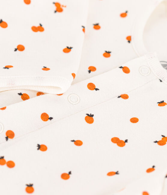 Bodyjama de algodón estampado blanco MARSHMALLOW/ ORANGE