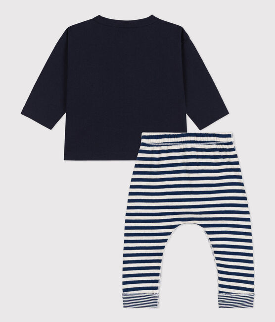 Conjunto de regalo para bebé: camiseta y pantalón azul SMOKING/blanco MARSHMALLOW