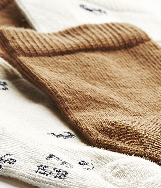 Lote de dos pares de calcetines beb&eacute; ni&ntilde;o. blanco