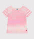 Camiseta de punto flameado a rayas para niña
