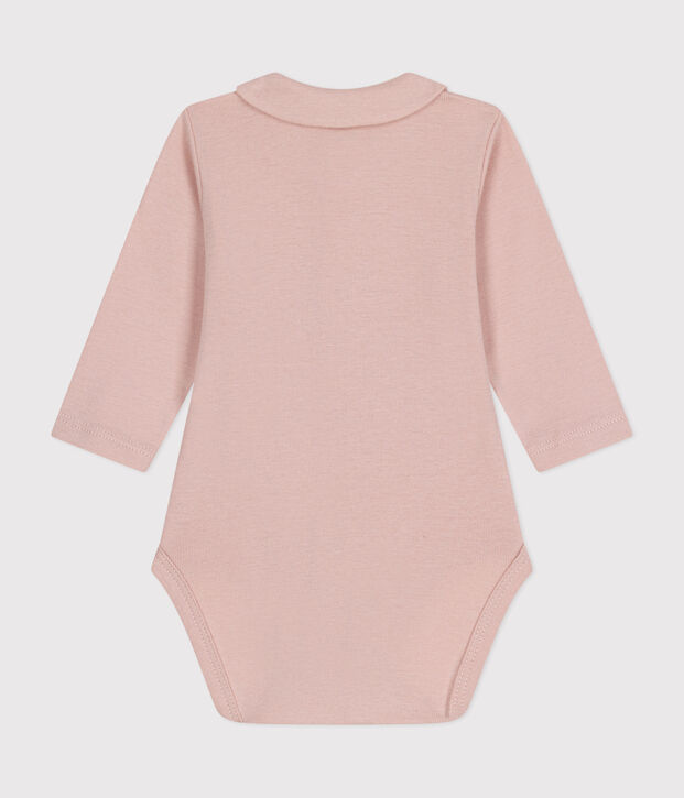 Bodi de manga larga con cuello para beb&eacute; rosa